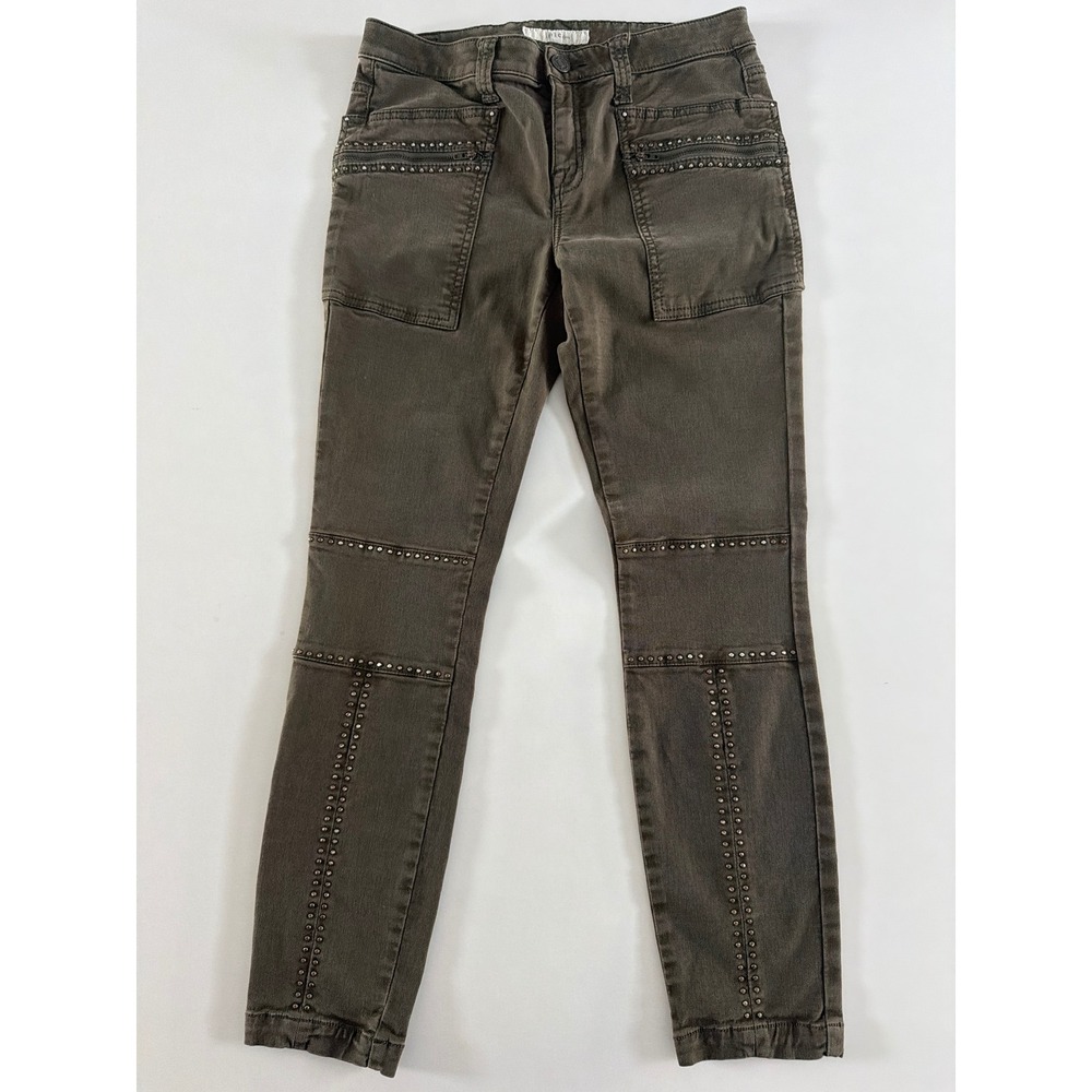 Joie Jeans Hazina Olive Green Studded Cargo Moto Pants 29‎